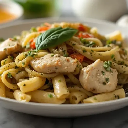 slow cooker chicken pesto pasta recipe